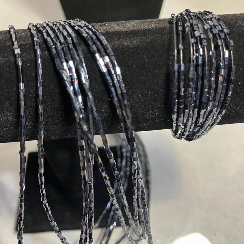 Navy Multi-Strand Beaded Necklace Bracelet & Earring Set - Picture 7 of 12